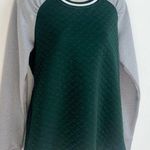 Antigua Quilted Long Sleeve Crew Neck Sweatshirt Gray Green Women’s Large Photo 1