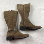Clarks Derby Palace Suede Mid Calf Boots Womens Size 8 Brown Zip Up Strap Buckle Photo 9