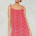 Nasty Gal Red and White Floral Eyelet Dress Photo 1