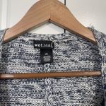 Wet Seal Cardigan Sweater Open Front Blue Cream Knit M/L Cozy W/ Pockets Photo 1