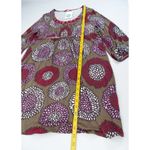 New Boden US 14 Maroon Beaded Scoop Neck Floral Print Viscose Empire Waist Dress Red Photo 5