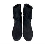 Lauren Ralph Lauren Mara Black Oiled Suede Fringe Heel Booties Sz 8 Photo 3