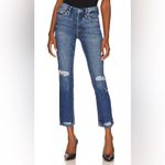 Good American  Good Straight Leg Jeans Sz 25 Distressed‎ Indigo Blue Ankle Photo 1