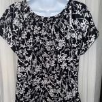 Loft Black and White Relaxed Short Sleeve Blouse Photo 4