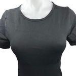 OQQ Black Ribbed Crewneck Short Sleeve Stretch Bodysuit T Photo 2
