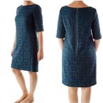 Adrianna Papell Dark Teal Bateau Neck Crochet Lace Short Sleeve Dress 14W 14 new Photo 1