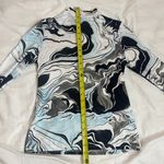 SheIn Blue & White Marble Ombré Mock Neck Long Sleeve Bodycon Top Size Medium Photo 8