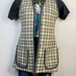 Vintage 60s 70s Patty Woodard Wool houndstooth Plaid Long mod Vest womens 10 S M Gray Size M Photo 8