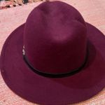 Burgundy Fedora Hat with Gold Chain Accent Photo 3