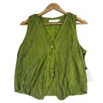ASTR The Label Plisse Vest Women's Avacado Green Size Large Boho Vacation Photo 2