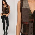 Gap Vintage 90s Y2K Patchwork Vest Size Small Corduroy Suede Tweed Plaid Paisley Photo 12