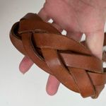 American Eagle Belt Braided Leather Metal Buckle Thick Large Tan Brown Silver Photo 6