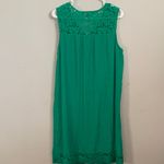 Sharagano  Green Lace-Trim Midi Dress Photo 5