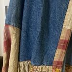 Young Threads Patchwork Denim Cardigan - Blue, Cream, and Red Photo 3