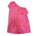 VICI One Shoulder Ruffle Dress Pink Orange Animal Print Sleeveless - Size Med Photo 5