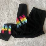 PINK - Victoria's Secret Women's  Black Rainbow Logo Yoga Leggings M Photo 0