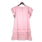 Rebecca Minkoff  Pink Ilana Short Flutter Sleeve Crochet Trim Tiered Mini Dress Photo 6
