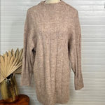 Topshop  Women's XS Beige Oversized Funnel Neck Wide Rib Mini Dress Long Sleeve Photo 2