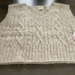 Kaisely Kaisley v neck cropped cable knit sweater vest beige size M NWT Photo 3