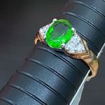 Vintage Emerald Green Birthstone Cubic Zirconia CZ Stone Gold Photo 7