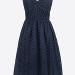 J. Crew Factory Navy Eyelet Tie Shoulder Cami Mini Dress S Preppy Summer Grad Blue Photo 1