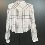 Rails  Hunter Cabincore Plaid L/S Button Down Cream Pink Gray Crop Flannel SMALL Photo 7