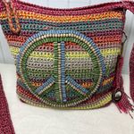 The Sak Beaded Hippie Peace Sign Crossbody Bag Purse Multicolor Photo 2
