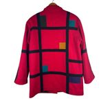 International Scene Vintage Red Wool Patchwork Jacket Womens 9 / 10 Artsy Coat Photo 5