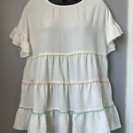 Hailey & Co. White Ruffle Tiered blouse with Pastel Accents size S Photo 0
