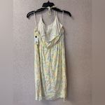 BP  Women’s Size Medium Floral Paisley‎ Ruched Mini Pastel Halter Lined Dress New Photo 2