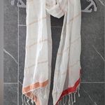 Gap COPY - NWOT  Women's White Rose Gold Stripe Oblong Scarf One Size 76" Photo 0