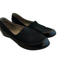 Ecco Black Comfort Flats Patent Textile Stretch Pull Photo 1