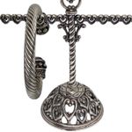 Vintage: Purple Cats Eye Cabochon Gems ❁ Twisted Silver Cable Bangle Bracelet ❁ Photo 1