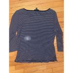 Ralph Lauren  Top Womens large Blue White Stripe‎ Boat Neck  Stretch Blouse Shirt Photo 3