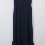 Something Navy Women size Medium Black Layered Midi Sundress Button Front Photo 2
