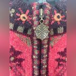 Icelandic Design 100% Wool Women’s Cardigan Sweater, Floral, Full Zip; Size M Red Size M Photo 4