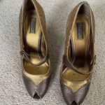 Prada Authentic vintage  sequin leather peep toe mary Jane heels gold Photo 1