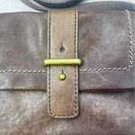 Fossil  Crossbody Purse Leather Brown Bag Small Buckle Fold Over Photo 2