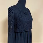 Max Studio 🛍️  Black Crocheted Popover Short Casual Dress Flowy Long Sleeves XS Photo 5