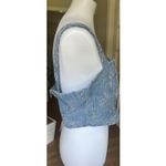 House of Harlow  1960 Blue Floral Embroidered Denim Crop Top Large Square Neck Photo 4