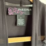 Peck & Peck  Black Drape Blouse Black and‎ White Inset Sz Small Photo 2
