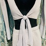 Shimmery Silver Outfit Size Sm Festival Top Skirt Remove Able Sleeves Stretchy Photo 1