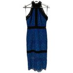 Alexis Size S Julianna Dress Blue Black Lace Halter Midi Bodycon High Neck Gown Photo 1