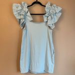 Free People NEW!  BEACH Josie X-Large Mini Dress Chic Ruffled Sleeves Light Blue Photo 8
