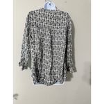 Rock Flower Paper Medium Black White Graphic Print Button Down Long Sleeve Top Photo 3