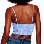 ZARA NWT! Blue Floral Sleeveless Bustier Camisole Photo 2