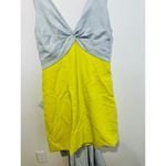 MARCHESA NOTTE Women's Neon Yellow Light Blue Bow Back Mini Dress Size 8 Photo 6