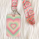 Pink and green heart lanyard with Id/ card holder Photo 1