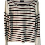 ZARA  Cream Knit with Black and Burgundy‎ Stripes long sleeve Size Medium Photo 0