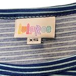 LuLaRoe  Tunic Top‎ Size XS Blue White Striped Womens Stretch Blend SS T-Shirt Photo 5